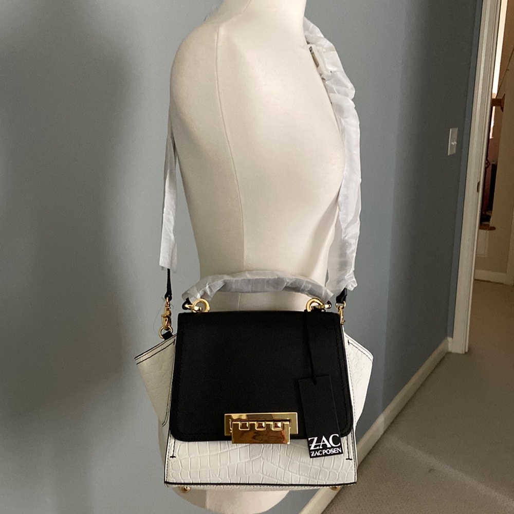 Brand New Zac Posen Leather Top Handle Satchel Crossbody Handbag